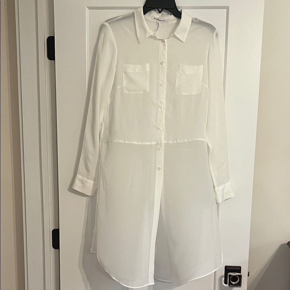 BCBGeneration Classic White Long Sleeve Dress